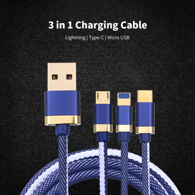 3 in 1 Charging Cable with Micro USBType-cLighting for iPhone Xiaomi Huawei Samsung Cloth Braided 12MBlue
3 in 1 Charging Cable with Micro USBType-cLighting for iPhone Xiaomi Huawei Samsung Cloth Braided 12MBlue