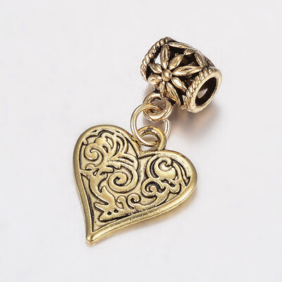 Tibetan Style Alloy European Dangle Beads Large Hole Pendants Cadmium Free & Lead Free Heart with Flower Antique Rose Gold
Tibetan Style Alloy European Dangle Beads Large Hole Pendants Cadmium Free & Lead Free Heart with Flower Antique Rose Gold