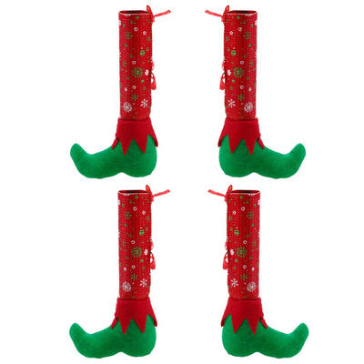 4pcs Santa Claus Leg Chair Foot Leg Covers Party Christmas Decorations