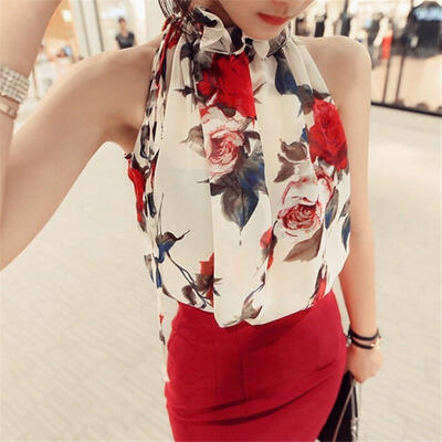 Hot summer sale women shirts chiffon sleeveless women elegant neck blouse tops floral white black
Hot summer sale women shirts chiffon sleeveless women elegant neck blouse tops floral white black