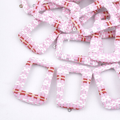 Handmade Raffia Woven Pendants with Iron & Aluminum Findings Trapezoid Platinum Pink 44x305x4mm Hole 14mm
Handmade Raffia Woven Pendants with Iron & Aluminum Findings Trapezoid Platinum Pink 44x305x4mm Hole 14mm