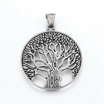 304 Stainless Steel Pendants Flat Round with Tree of Life Antique Silver 43x38x25mm Hole 5x8mm
304 Stainless Steel Pendants Flat Round with Tree of Life Antique Silver 43x38x25mm Hole 5x8mm