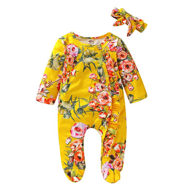 Infant Summer Round Collar Long Sleeve Floral Print Girls Jumpsuit Climb Soft RomperHairband Two-piece Set
Infant Summer Round Collar Long Sleeve Floral Print Girls Jumpsuit Climb Soft RomperHairband Two-piece Set