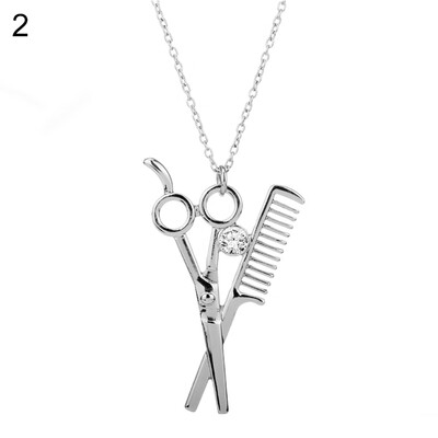 Unisex Trendy Hair Stylist Rhinestone Inlaid Jewelry Scissor Comb Pendant Necklace
Unisex Trendy Hair Stylist Rhinestone Inlaid Jewelry Scissor Comb Pendant Necklace