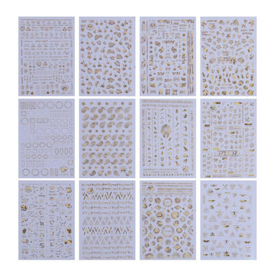 12pcs 3D Rose Gold Beauty Nail Art Sticker Decor DIY Flower Manicure Decal