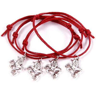 4Pcs New Fashion Unicorn Wish Bracelets In Organza Bag Unicorn Horse Charm Leather Woven Bangle Wristband