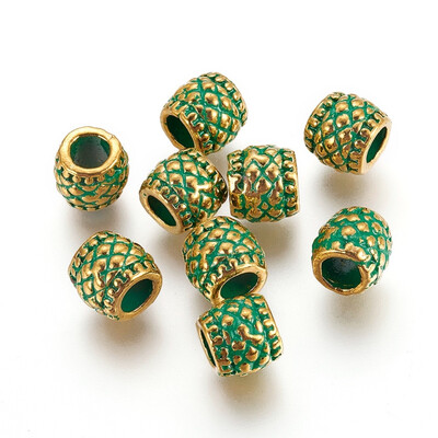 Tibetan Style Alloy European Beads Large Hole Beads Barrel Golden & Green Patina 8x85mm Hole 45mm
Tibetan Style Alloy European Beads Large Hole Beads Barrel Golden & Green Patina 8x85mm Hole 45mm