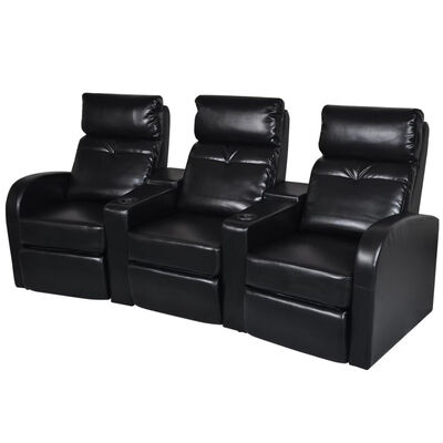 Artificial Leather Home Cinema Recliner Reclining Sofa 3-seat Black 
Artificial Leather Home Cinema Recliner Reclining Sofa 3-seat Black