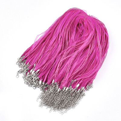 Waxed Cord&Organza Ribbon Necklace Making with Iron Lobster Claw Clasps Platinum DeepPink 176"178"45455cm 7mm
Waxed Cord&Organza Ribbon Necklace Making with Iron Lobster Claw Clasps Platinum DeepPink 176"178"45455cm 7mm