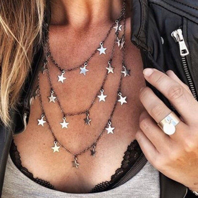 Europe&America simple three-layer star necklace ladies metal alloy five-pointed star statement multilayer necklace
Europe&America simple three-layer star necklace ladies metal alloy five-pointed star statement multilayer necklace