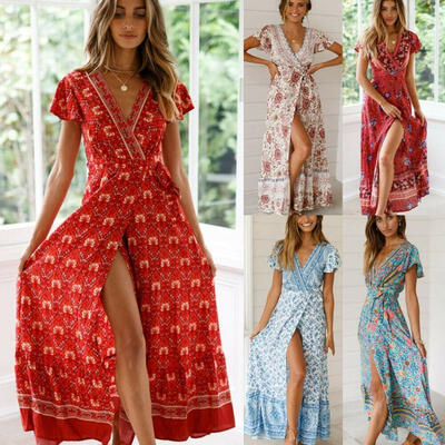 Women Holiday Floral Printed Wrap Boho Maxi Dress Ladies Sundress Casual Beach Party Long Maxi Dress
Women Holiday Floral Printed Wrap Boho Maxi Dress Ladies Sundress Casual Beach Party Long Maxi Dress