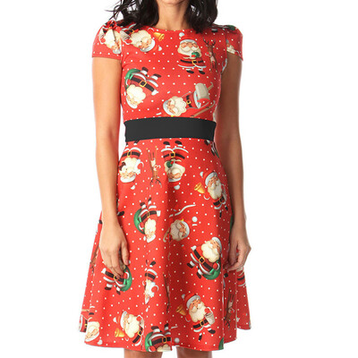 Tailored Women O-Neck Christmas Printed Short Sleeve Hight Waist Princess Dress
Tailored Women O-Neck Christmas Printed Short Sleeve Hight Waist Princess Dress