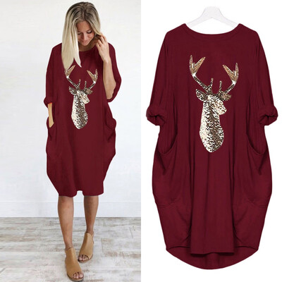 Gobestart Womens Plus Size Loose Tops Dress Ladies O Neck Long Pocket Christmas Dress
Gobestart Womens Plus Size Loose Tops Dress Ladies O Neck Long Pocket Christmas Dress