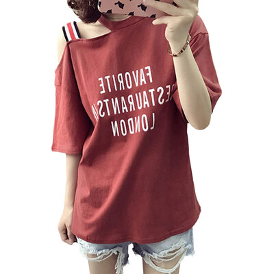 Women Off-shoulder Summer Cartoon Letter Print Loose Short Sleeve Casual Simple Wild T-Shirt
Women Off-shoulder Summer Cartoon Letter Print Loose Short Sleeve Casual Simple Wild T-Shirt