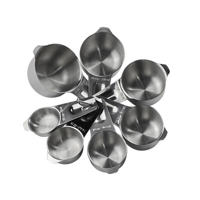 Seven-piece 304 stainless steel measuring cup seven-piece 304 stainless steel round measuring spoon scale plate combination