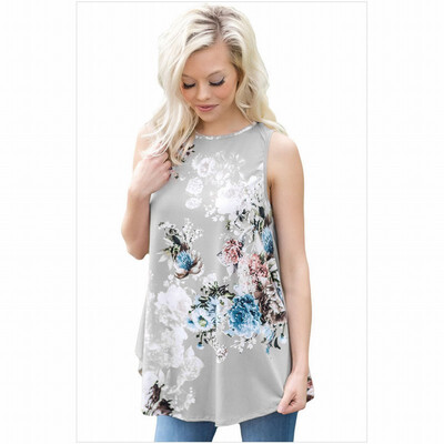 High-neck sleeveless floral print vest-style casual straight top
High-neck sleeveless floral print vest-style casual straight top