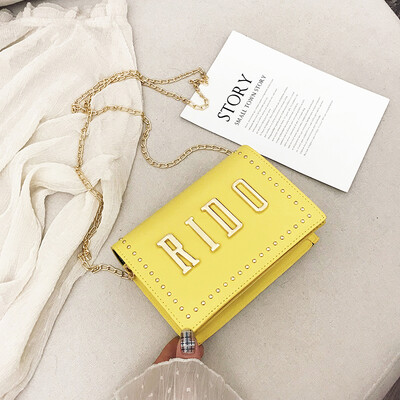2019 new personality rivet Messenger bag Korean fashion temperament letter chain bag female casual wild shoulder bag
2019 new personality rivet Messenger bag Korean fashion temperament letter chain bag female casual wild shoulder bag