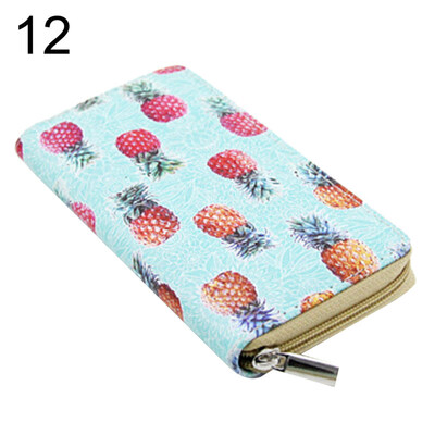 Women Fruits Heart Flamingo Printed Long Wallet Clutch Purse Card Phone Holder