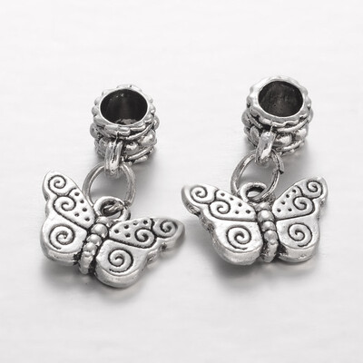 Butterfly Tibetan Style Alloy European Dangle Beads Large Hole Pendants Antique Silver 22mm Hole 45mm Pendant 10x15x2mm
Butterfly Tibetan Style Alloy European Dangle Beads Large Hole Pendants Antique Silver 22mm Hole 45mm Pendant 10x15x2mm