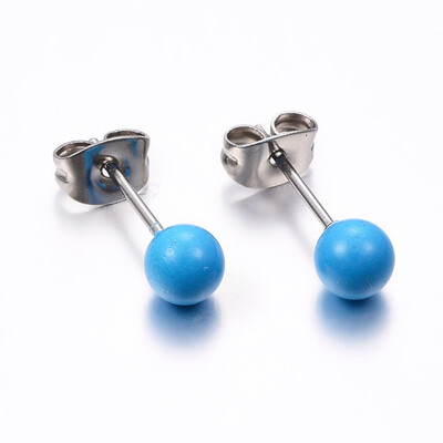 304 Stainless Steel Spray Painted Stud Earrings Round Blue 17x6mm Pin 08mm 12pairscard
304 Stainless Steel Spray Painted Stud Earrings Round Blue 17x6mm Pin 08mm 12pairscard