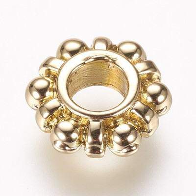 Alloy European Beads Flower Golden 12x4mm Hole 5mm
