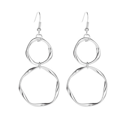1 Pair Fashion Women Exaggerated Metal Texture Winding Earrings Jewelry