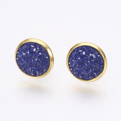 Resin Stud Earrings with Golden Tone 304 Stainless Steel Findings Flat Round Druzy Resin MidnightBlue 14515mm Pin 07mm
Resin Stud Earrings with Golden Tone 304 Stainless Steel Findings Flat Round Druzy Resin MidnightBlue 14515mm Pin 07mm