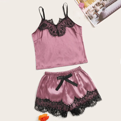 Gobestart New Women Lace Satin Wireless Bra Camisole Pajamas Sleepwear Bowknot Shorts Set
Gobestart New Women Lace Satin Wireless Bra Camisole Pajamas Sleepwear Bowknot Shorts Set