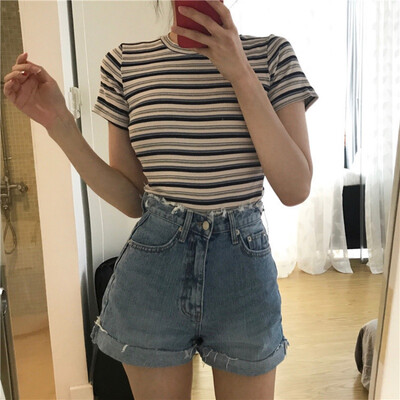 Korean O-neck T Shirt Women Striped Tops Harajuku Tees Shirt Femme Summer Short Sleeve Casual T-shirts camiseta feminina
Korean O-neck T Shirt Women Striped Tops Harajuku Tees Shirt Femme Summer Short Sleeve Casual T-shirts camiseta feminina