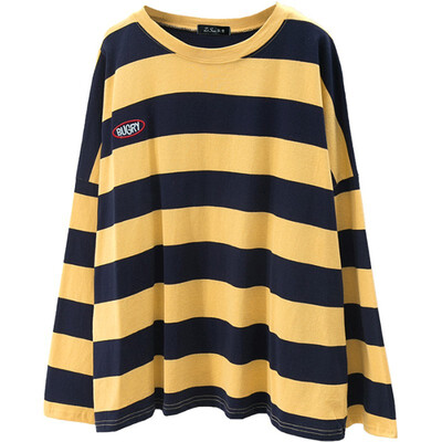 Autumn T-shirt Women Long Sleeve Female T-shirts Vintage Tops Basic Loose Casual Striped Simple Shirt
Autumn T-shirt Women Long Sleeve Female T-shirts Vintage Tops Basic Loose Casual Striped Simple Shirt
