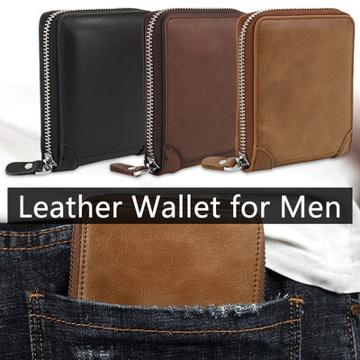 New Mens Genuine Leather Bifold Zip-around Wallet Small Short Coin Wallet RFID Credit Card Wallet for Men
New Mens Genuine Leather Bifold Zip-around Wallet Small Short Coin Wallet RFID Credit Card Wallet for Men