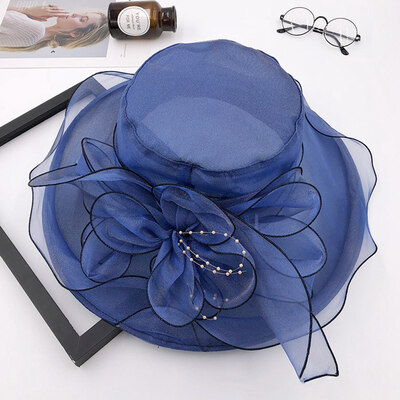 New Summer Outdoor Flowers Mesh Sun Hat Ladies Wedding Church Party Hat Great