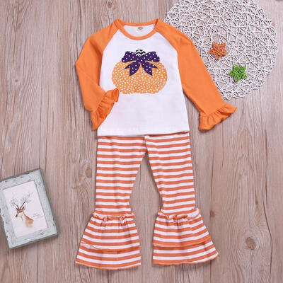 Halloween New Toddler Kids Girl Pants 2 Pieces Outfits Flared Long Sleeve Pumpkin T-Shirts Tops Striped Bell Pants Orange 2
Halloween New Toddler Kids Girl Pants 2 Pieces Outfits Flared Long Sleeve Pumpkin T-Shirts Tops Striped Bell Pants Orange 2