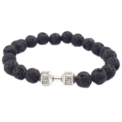 Novelty Style Jewelry Natural Lava Energy Lava Bracelet Fashion Beaded Metal Dumbbell Bracelet
Novelty Style Jewelry Natural Lava Energy Lava Bracelet Fashion Beaded Metal Dumbbell Bracelet