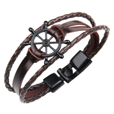 Modern Sailor Bracelet For Men Multilayer Leather Jewelry Stainless Steel Rudder Buckle Bracelets Bangles
Modern Sailor Bracelet For Men Multilayer Leather Jewelry Stainless Steel Rudder Buckle Bracelets Bangles