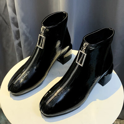 Front zipper thin thin Martin boots short spring&autumn heels thick soles boots British wind boots boots
Front zipper thin thin Martin boots short spring&autumn heels thick soles boots British wind boots boots