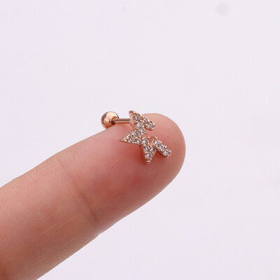 1Pc Cz Cartilage Stud Moon Star Heart Cross Flower Crown Helix Piercing Tragus Stud Conch Earring