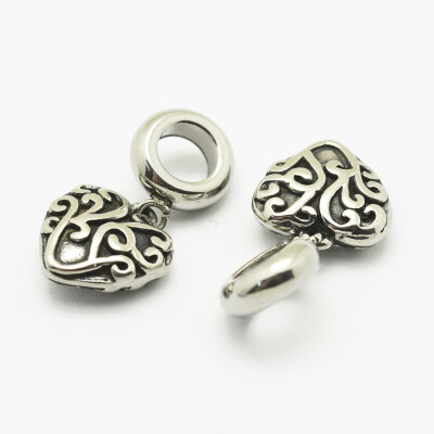 304 Stainless Steel European Dangle Pendants Heart Large Hole Pendants Antique Silver 22mm Hole 5mm
304 Stainless Steel European Dangle Pendants Heart Large Hole Pendants Antique Silver 22mm Hole 5mm