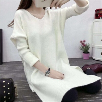 Womens autumn&winter new Korean version of simple pure color double V neck long loose knitted sweater pullovers
Womens autumn&winter new Korean version of simple pure color double V neck long loose knitted sweater pullovers