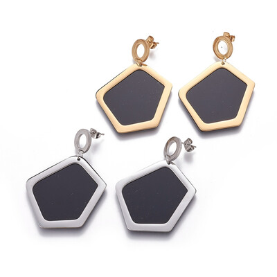 304 Stainless Steel Stud Earrings with Plastic Polygon Mixed Color 53mm Pendant 40x38x2mm Pin 08mm
304 Stainless Steel Stud Earrings with Plastic Polygon Mixed Color 53mm Pendant 40x38x2mm Pin 08mm