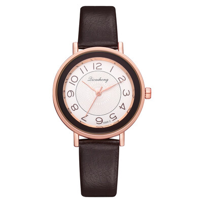 Simple business womens digital watch high quality PU leather alloy quartz watch