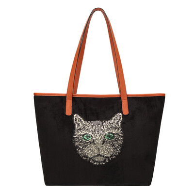 Tailored Fashion Lady Tiger Head Sequins Large Capacity Wild Shoulder Bag Handbag