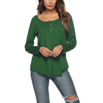 Women T Shirt Tops Long Sleeve O-Neck Button T Shirts Pleated Autumn Winter Casual Solid Women Tshirt Female Loose Tops
Women T Shirt Tops Long Sleeve O-Neck Button T Shirts Pleated Autumn Winter Casual Solid Women Tshirt Female Loose Tops