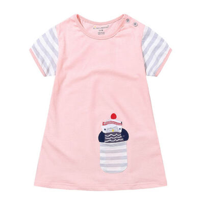 Cartoon Print Cute Baby Girl Short Sleeve Three Color O-neck A-line Lolita Style Girls Dress 
Cartoon Print Cute Baby Girl Short Sleeve Three Color O-neck A-line Lolita Style Girls Dress