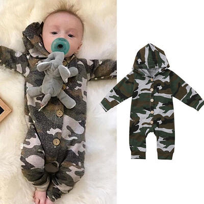 Newborn Baby Boys Girls Hoooded Romper Bodysuit Jumpsuit Hoodie Outfits Clothes