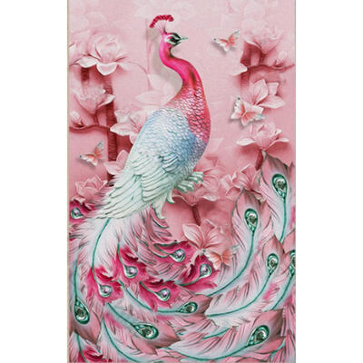 5D DIY Full Drill Diamond Painting Pink Peafowl Cross Stitch Embroidery Kit