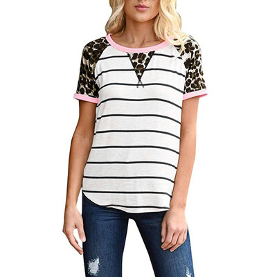 Starmoon Women Fashion Leopard Stripe Print Patchwork T Shirt O-Neck Short Sleeve Top
Starmoon Women Fashion Leopard Stripe Print Patchwork T Shirt O-Neck Short Sleeve Top