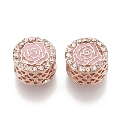Alloy Enamel European Beads with Rhinestone Hollow Large Hole Beads Flat Round with Flower Pink Rose Gold 12x8mm Hole 5mm
Alloy Enamel European Beads with Rhinestone Hollow Large Hole Beads Flat Round with Flower Pink Rose Gold 12x8mm Hole 5mm