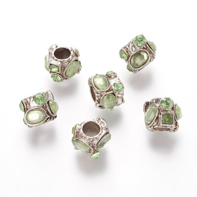 Antique Silver Tone Alloy Resin Rhinestone European Beads Large Hole Column Beads GreenYellow 11x95x10mm Hole 45mm
Antique Silver Tone Alloy Resin Rhinestone European Beads Large Hole Column Beads GreenYellow 11x95x10mm Hole 45mm
