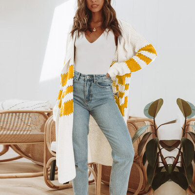 Toponeto Women Fashion Casual Stripe Open Front Long Sleeve Knit Sweater Cardigans Coat
Toponeto Women Fashion Casual Stripe Open Front Long Sleeve Knit Sweater Cardigans Coat